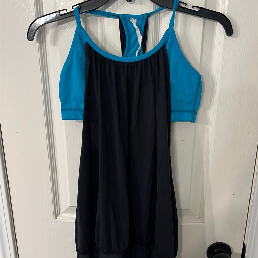 Lululemon practice freely Blue and Black Tank Top